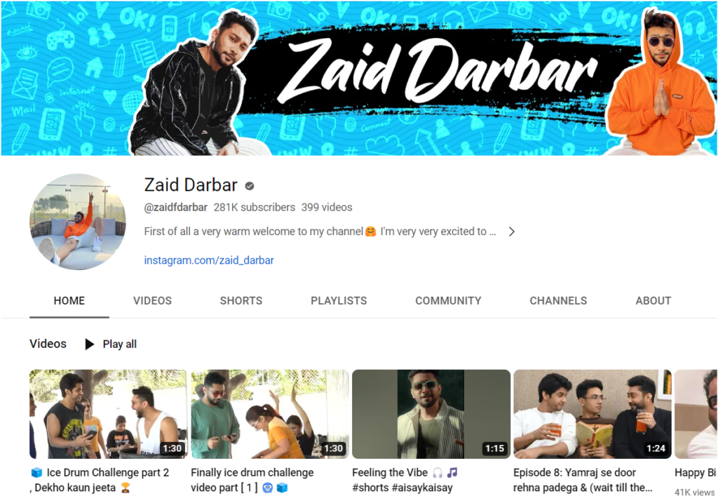 Zaid Darbar's YouTube